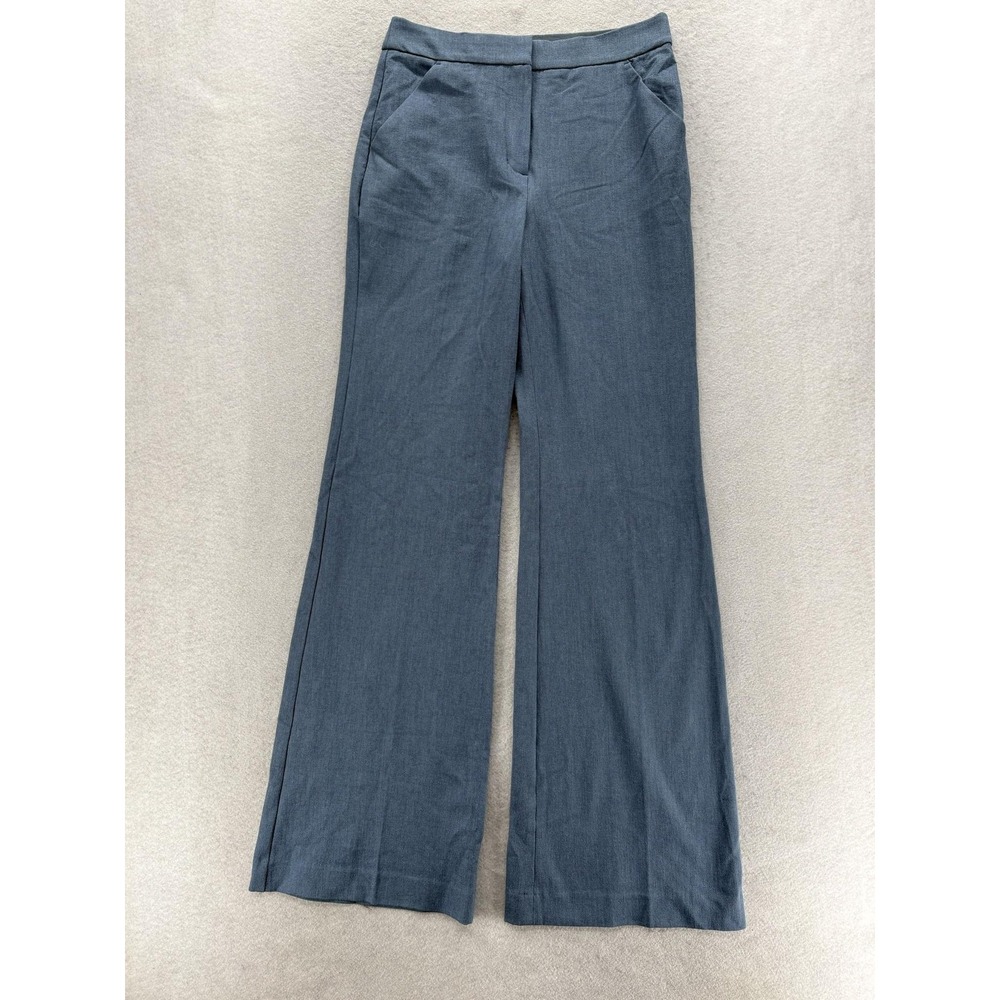 Express Editor Flare Dress Pants Womens 6L Blue Twill High Rise Stretch Career